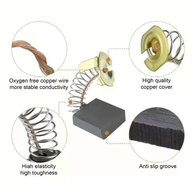 Heavy-Duty Carbon Brushes: 50Pcs With Metal Bases For Drills Sanders Grinders Motor Repair Parts
