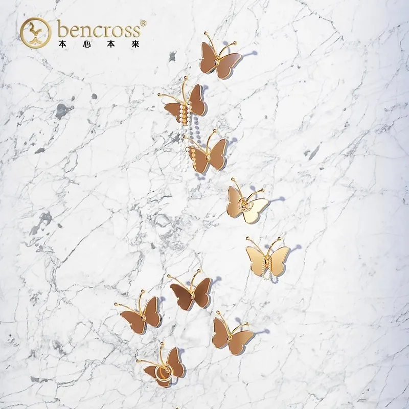 BENCROSS original creative butterfly wall decoration wall sticker no punching bathroom metal wall hanging adhesive hook