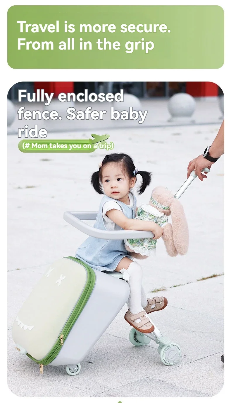 Reise-Trolley-Koffer für Kinder, montierbar auf dem Flugzeug mit drehbaren Rädern, Gepäckfahrt und Spaziergang, der zusammenklappbare Kinderwagen des Babys Koffers – Detail 12