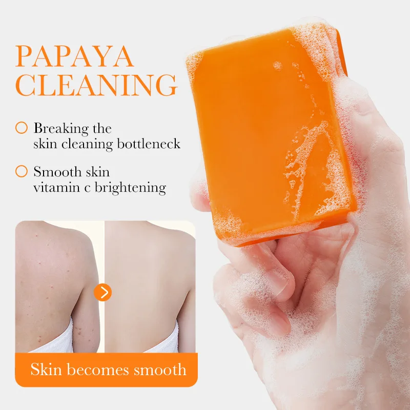 BIOAOUA Papaya Bright White Handmade Soap Body Cleaning Lightening Dark Underarm Leg Body Cleansers Brightening Bath Sope