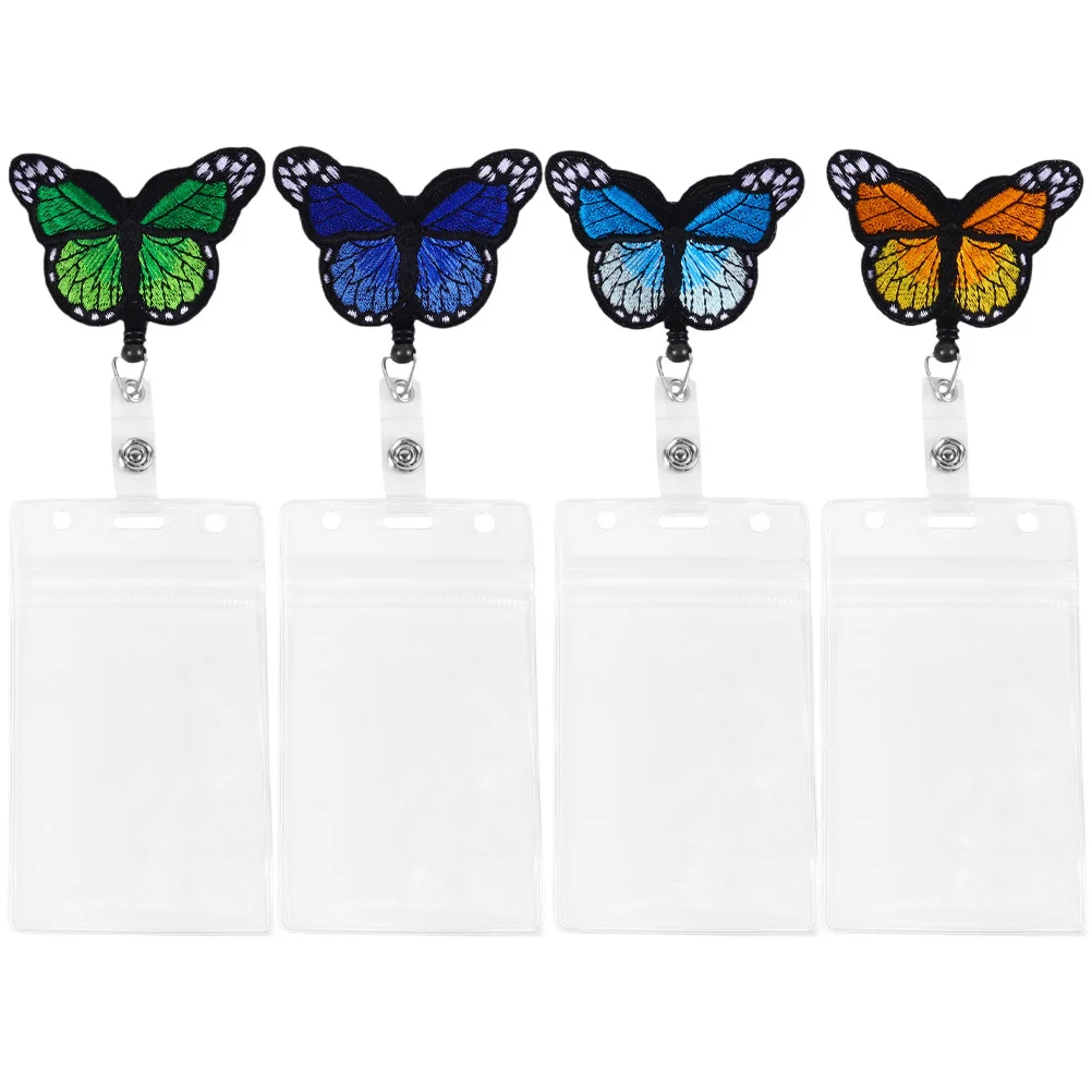 

4Pcs Portable Name Tag Holders Retractable Badge Buckles for Office Staff Teachers Pharmacy Technician Gifts Badge Holders