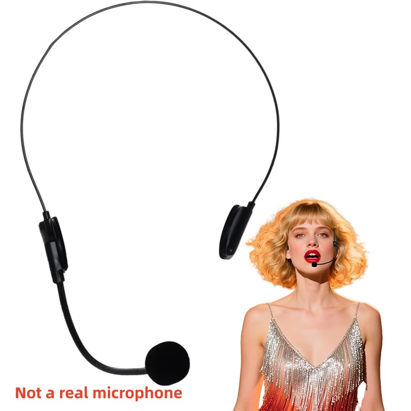 دعامة سماعة رأس للميكروفون المزيف، ملحقات أزياء روك ستار التنكرية، دعائم سماعة رأس هيبي سينجر لحفلة عيد الهالوين