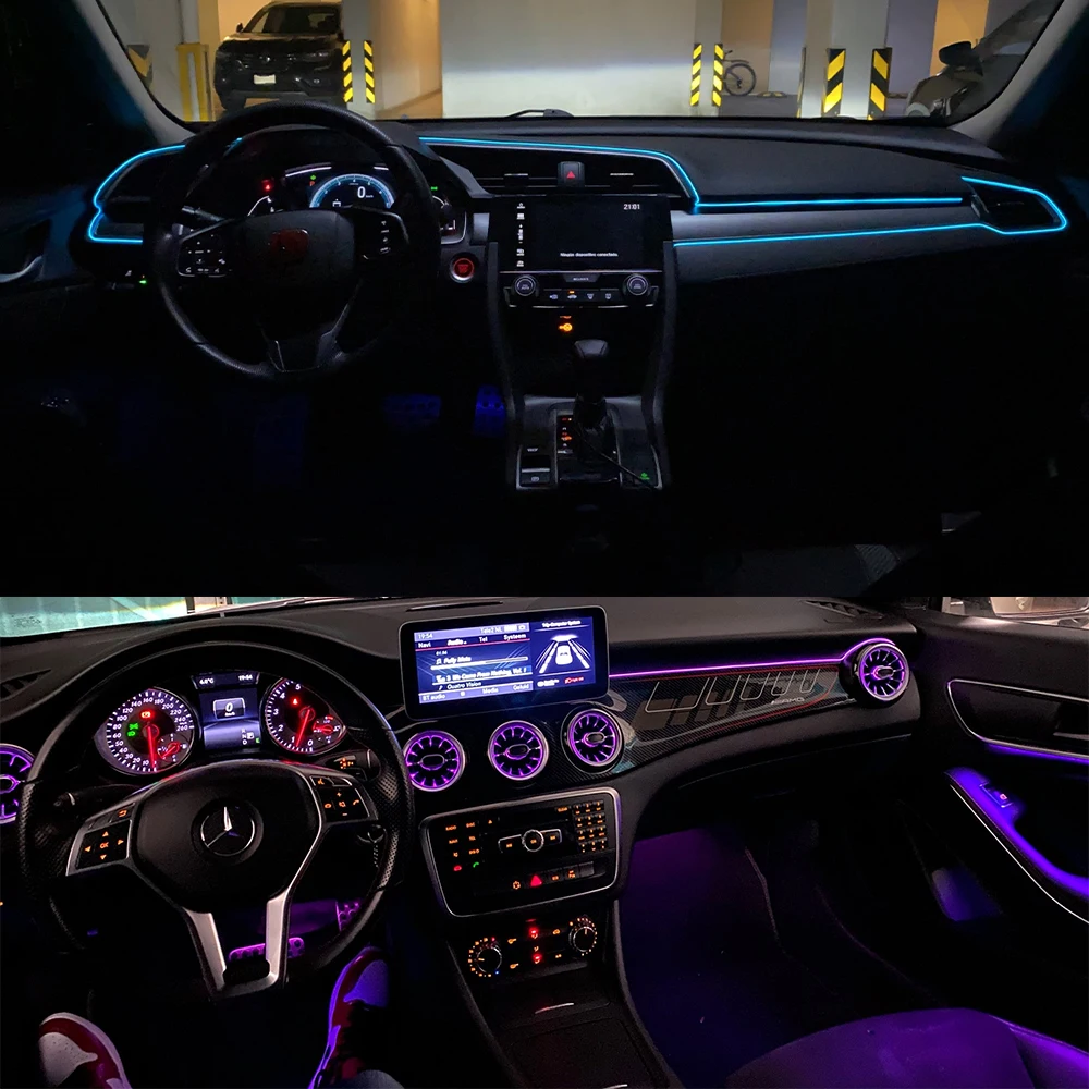 1M/2M/3M/5M Car LED Ambient Light RGB Neon Strip Dashboard Accessories Interior Decoration Atmosphere EL Lamp Line Tube With USB