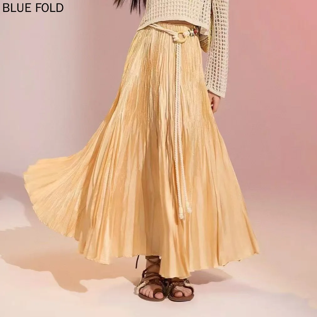 

Miyake Bustier Senior Sense of Temperament Fashion Draping Sense of Elastic Waist A-line Skirt Long Pleated Skirt