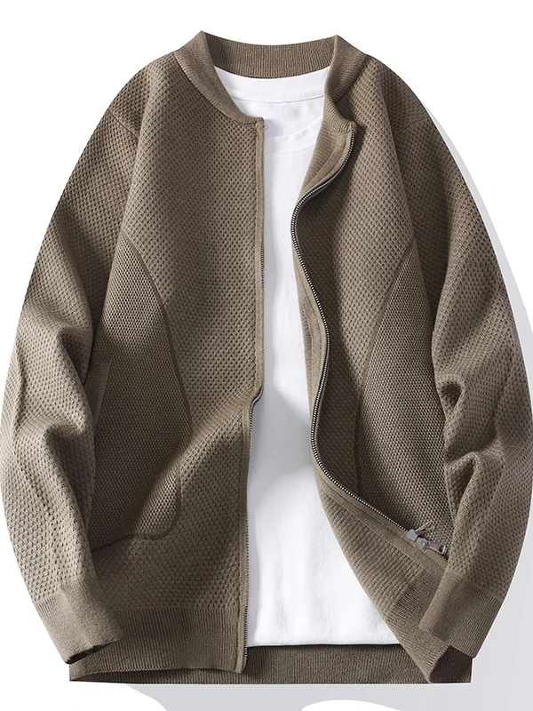 

Men's Casual Loose Knitted Cardigan Jaet Zipper Closure Versatile Comfortable Polyester Blend Long Sve Sweater Coat