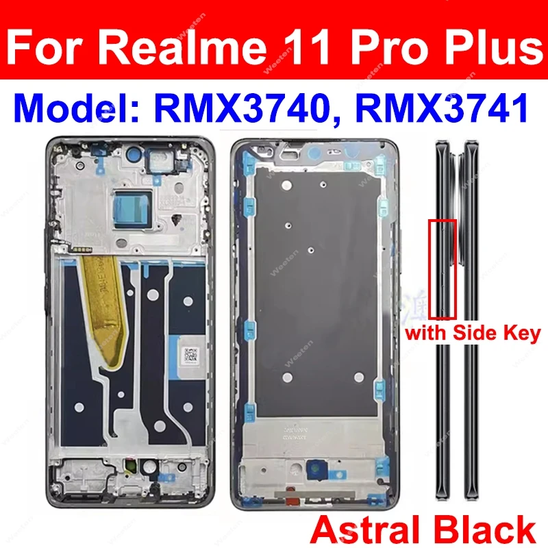 For Realme 11 Pro 11Pro+ Plus Middle Housing Frame Holder Bezel Cover with Side Button Parts