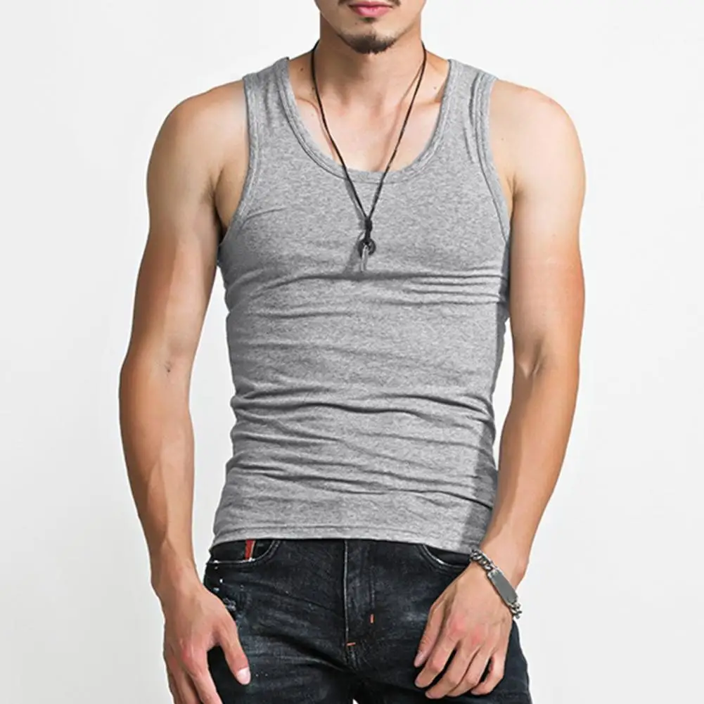 

Quick Drying Men Tank Top Summer Men Sports Vest Round Neck Exercise Tanks Loose Fitness Workout Jogging Vest Casual Male Vests