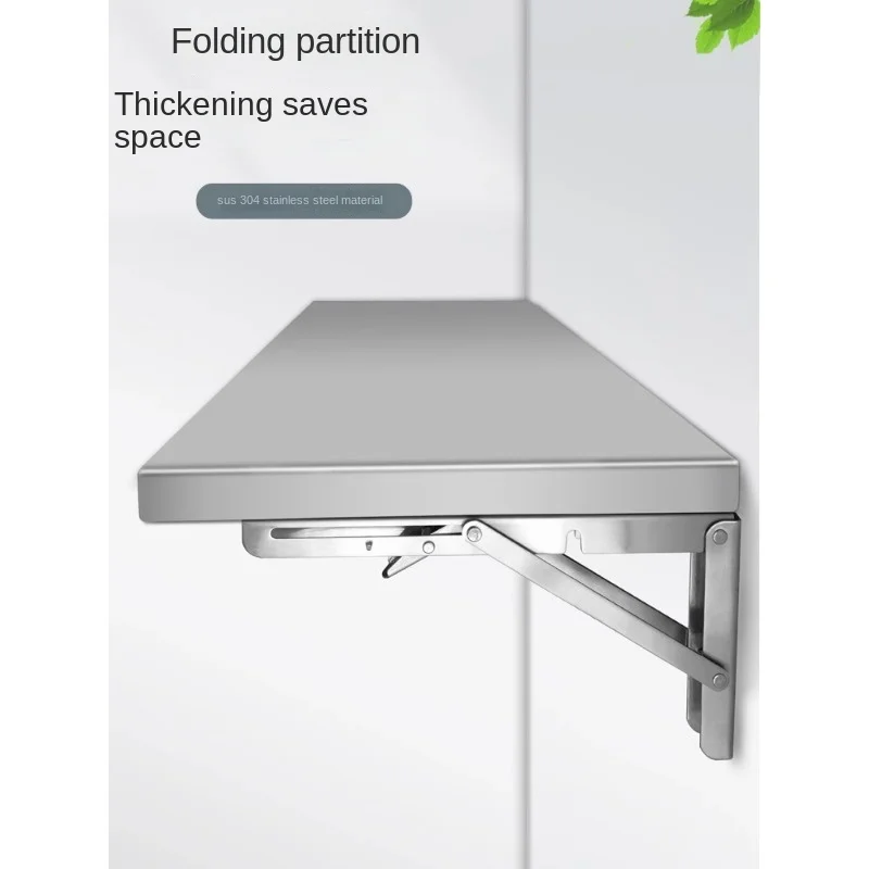 

304 Stainless Steel Wall Mounted Folding Table with Shelf for Home Kitchen Study Office Easy to Install