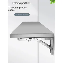 304 Stainless Steel Wall Mounted Folding Table with Shelf for Home Kitchen Study Office Easy to Install