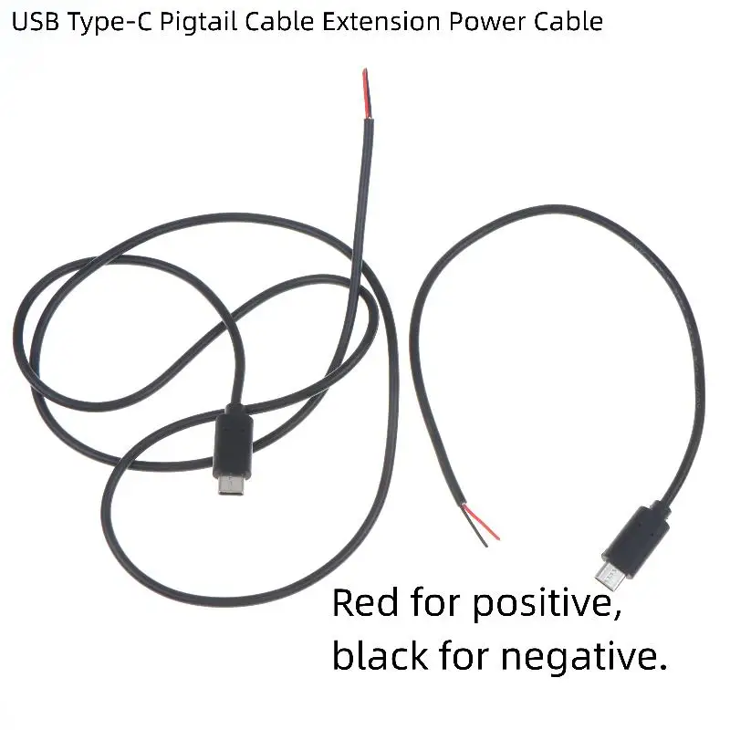 USB Type-C Pigtail Cable Extension Power Cable USB-C Plug To 2 Pin Bare Wire Open End Connector For DIY Repair Wire Cord