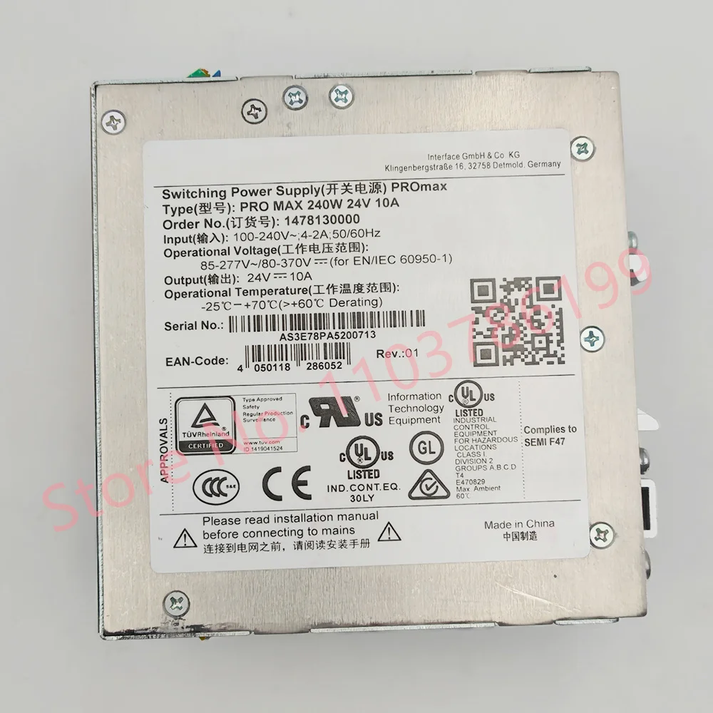 

Стабильный источник питания 1478130000 PRO MAX 240W 24V 10A, импульсный блок питания PROmax, выход 24V 10A 1478130000