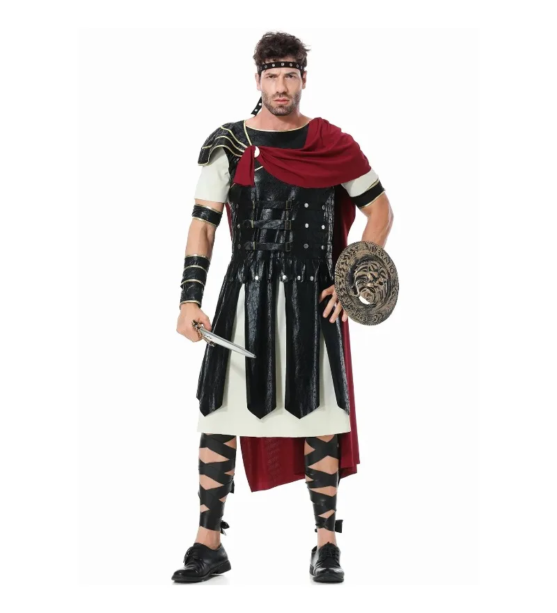 Disfraz Medieval de caballero real romano, disfraz de guerrero, disfraz de Halloween para hombres, adulto, Carnaval, gladiadores europeos, capa de soldado