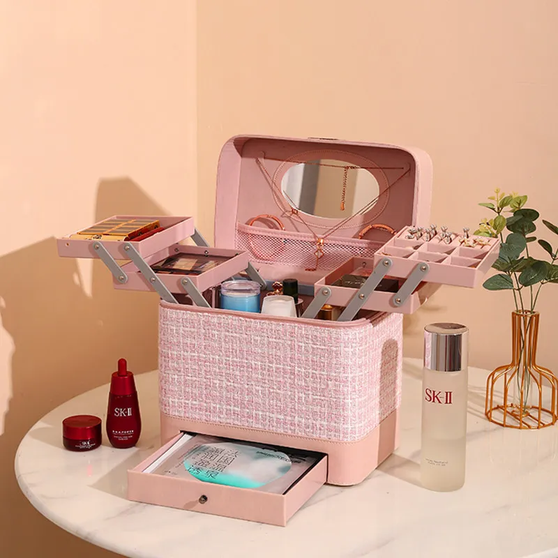 

2026 Makeup Case - Premium Cosmetics Bag for Women Portable Large Capacity Makeup Artist Storage Cosmetic Case