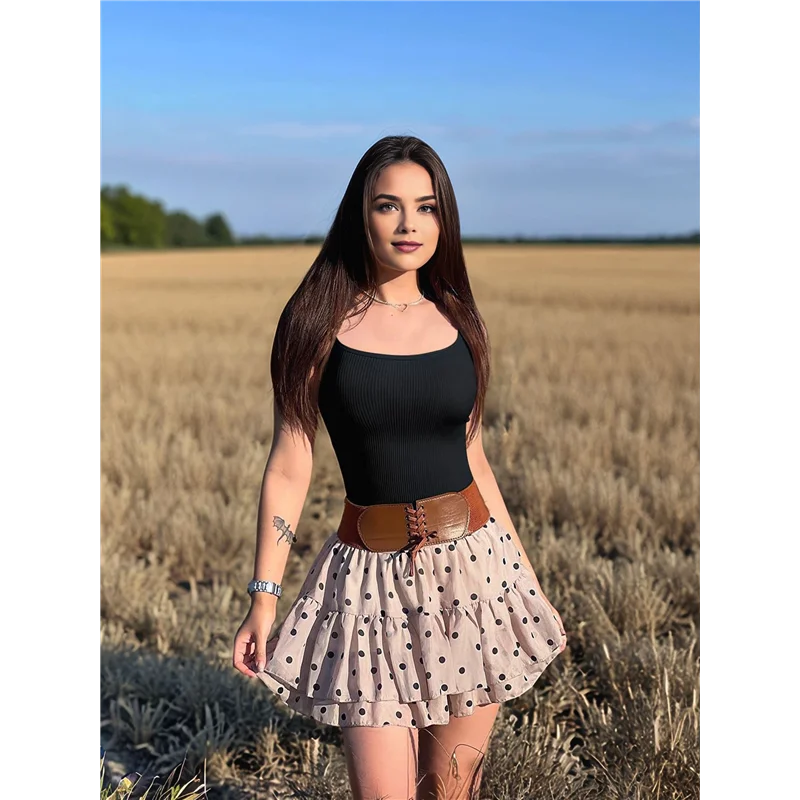 

ABRT-Women's 3 Piece Bodysuits Ribbed Sleeveless Adjustable Spaghetti Strips Tops Leotard 2025 Summer