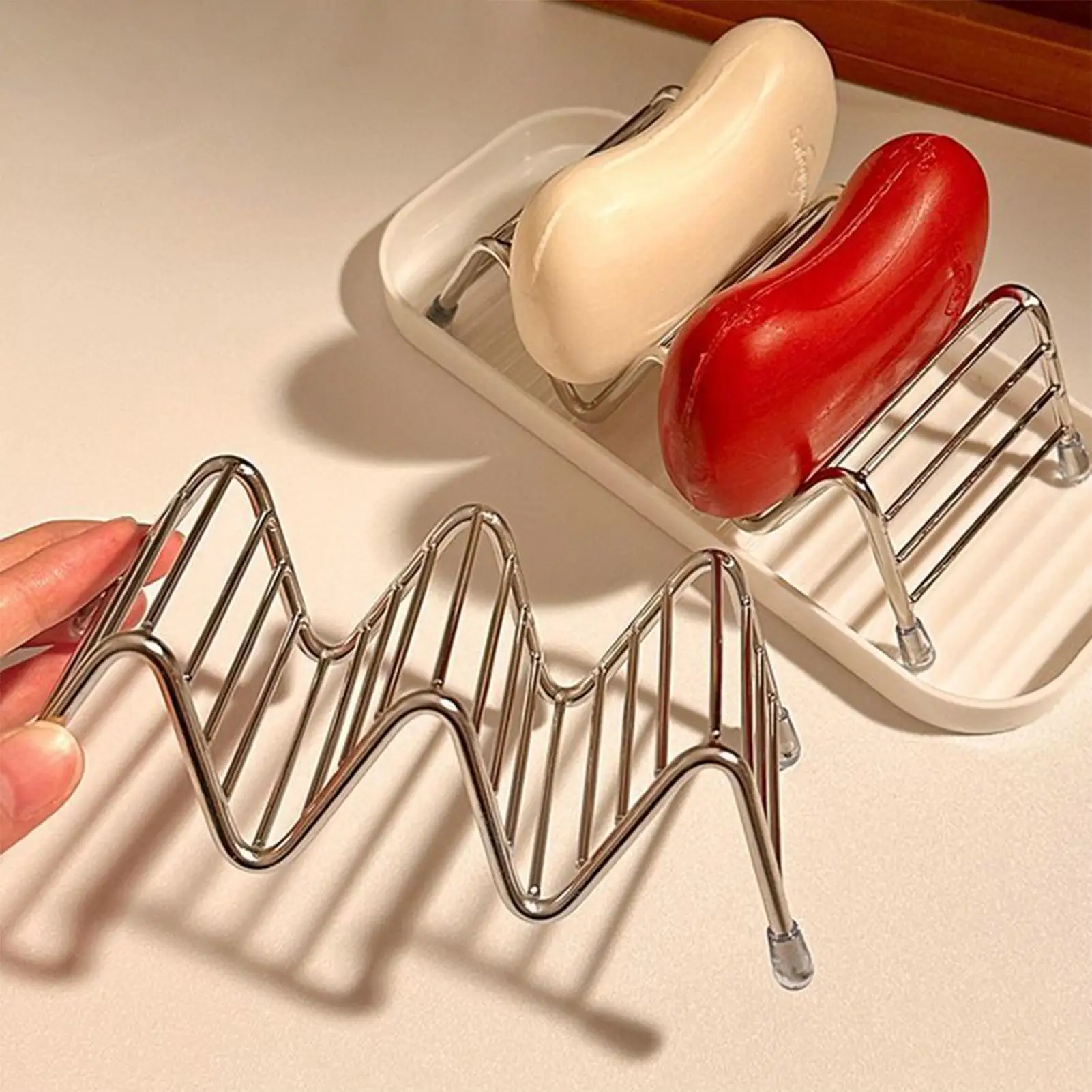 

Stainless Steel Soap Holder Self Draining Soap Tray for Home Shower for Sponge Cleaning Brush Home Kitchen Sink Countertop