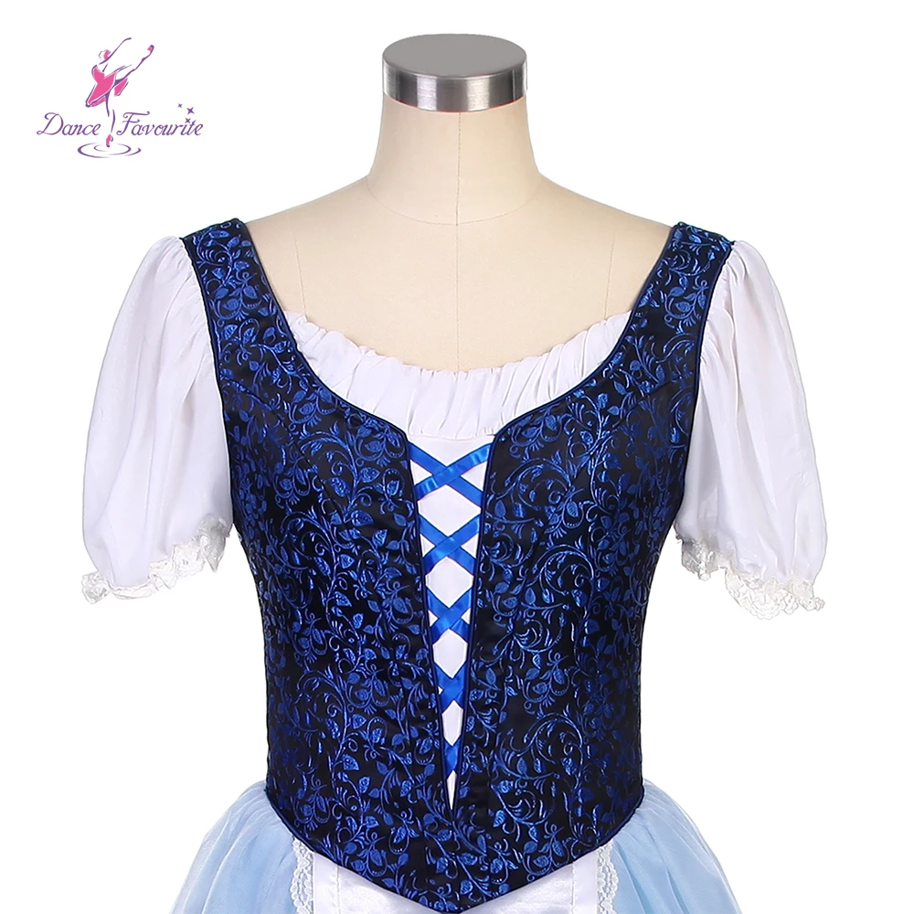 B20011 Navy Blue Top Bodice with Light Blue tulle Long Romantic Ballet Tutu Gessile Ballet Tutu