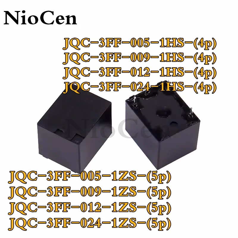 （1Pcs） Relay JQC-3FF-005-1HS JQC-3FF-009-1HS JQC-3FF-012-1HS JQC-3FF-024-1HS JQC-3FF-005-1ZS HF-JQC-3FF-012 024 1ZS 4p 5p