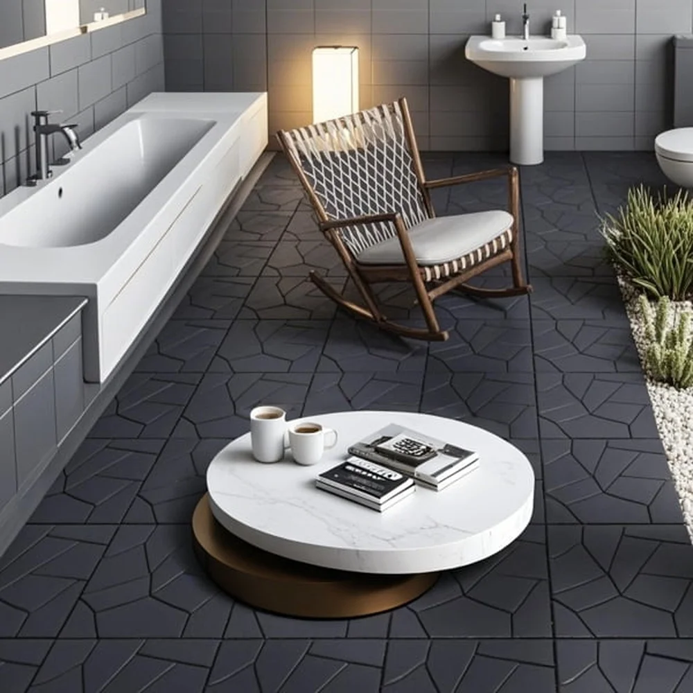 44 قطعة من بلاط السفينة المركب المصنوع من الخشب والبلاستيك المتشابك سهل التنظيف DIY للأرضيات الداخلية والخارجية، تصميم متين وصديق للبيئة #5