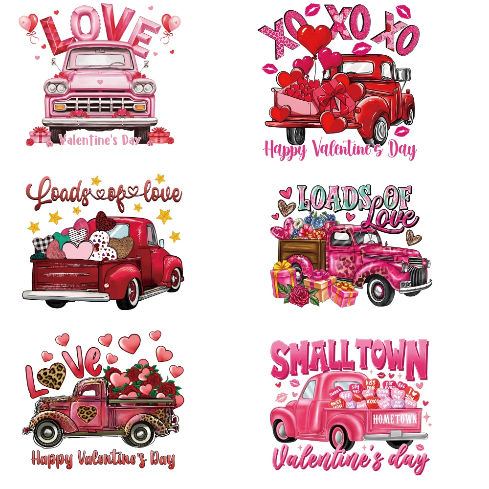 

【LOVE 】 День святого Валентина 6 шт. мультяшные автомобильные теплопередающие наклейки с цветами любви DIY теплопередающие наклейки