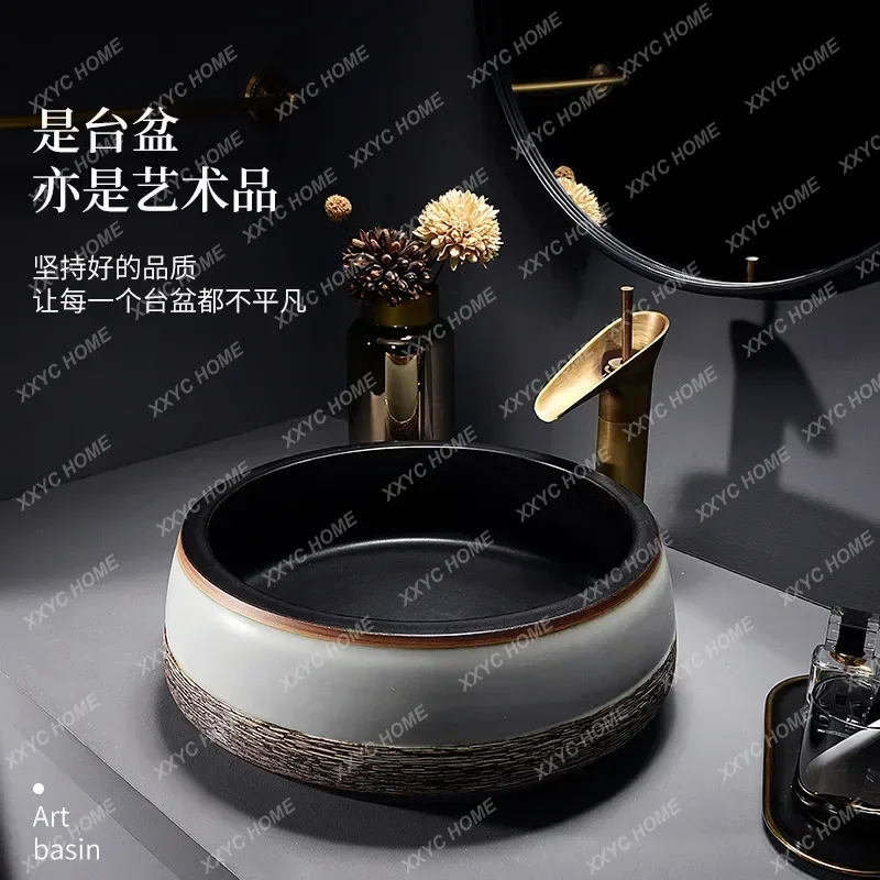 Antique Wash Basin Table Basin Retro Ceramic Washbasin Bathroom Art
