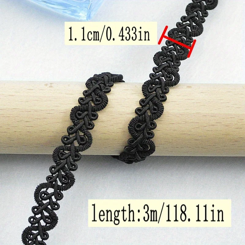 3m/118in Each pack white black lace trims curve sewing accessory Wedding Handmade DIY craft fabric ribbons Gifts Decorations