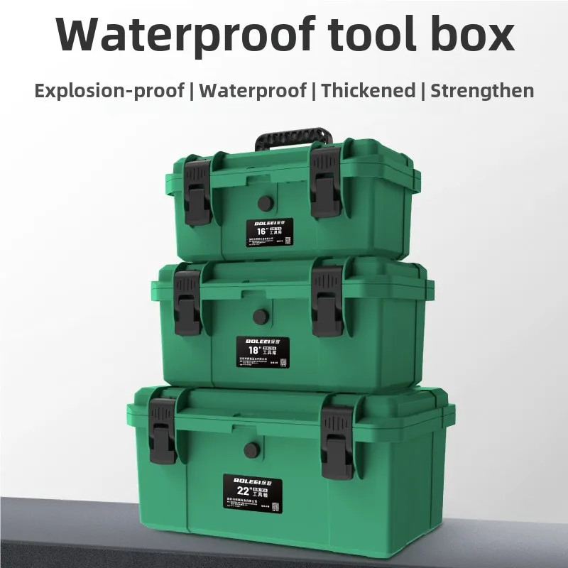 18/20/23 Inch Large Plastic Tool Box Waterproof Professional Electrician Storage Protective Shockproof Suitcase Tool Box
