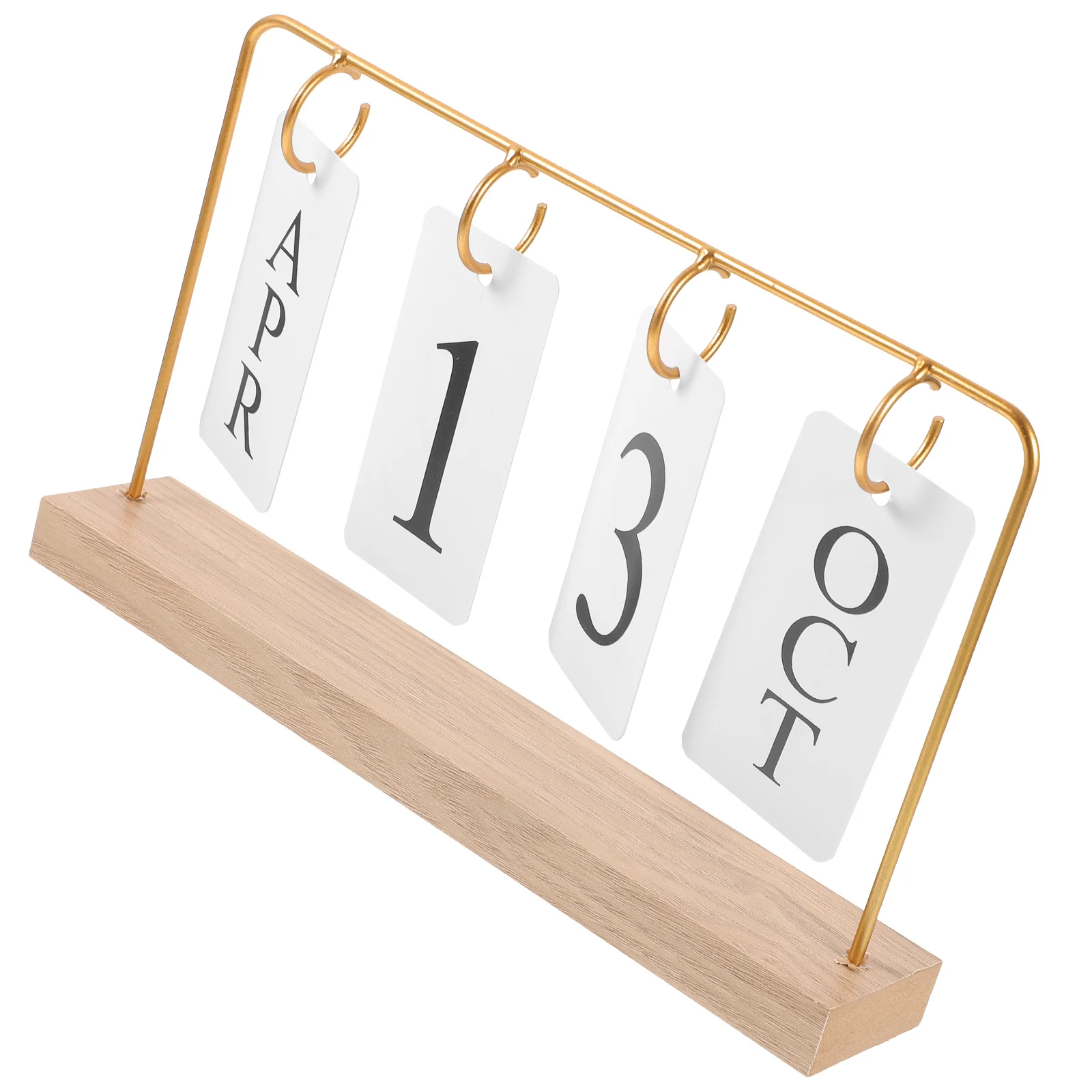 

1pc Reusable Flip Creative Wood Iron Desk Accessories Standing Perpetual Date Reusable Desk Calendar Display Home Office Decor