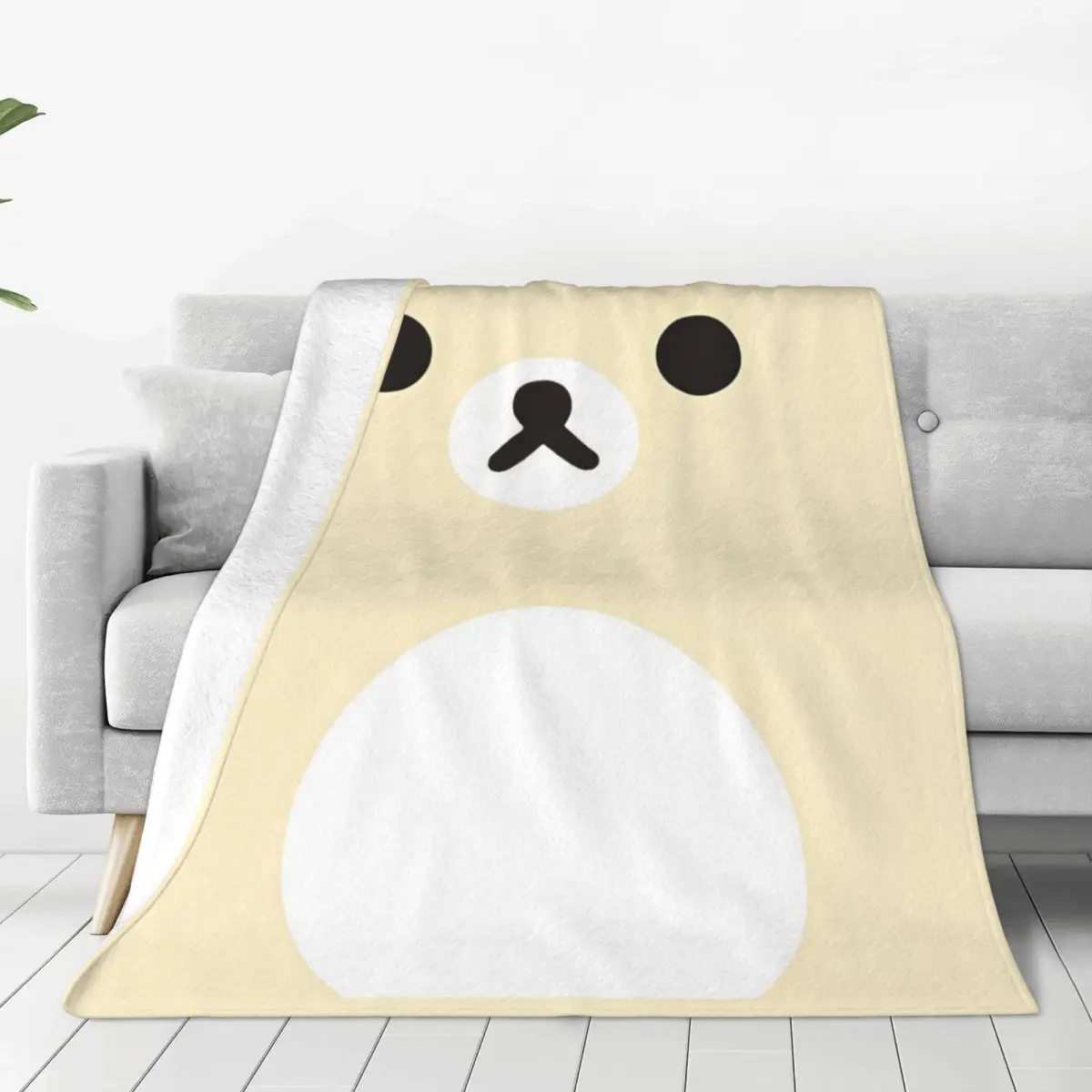 

Warm Soft Blanket Camping Rilakkuma Bear Face Throw Blanket Flannel Bedspread For Living RoomFluffy Sofa Bed Cover