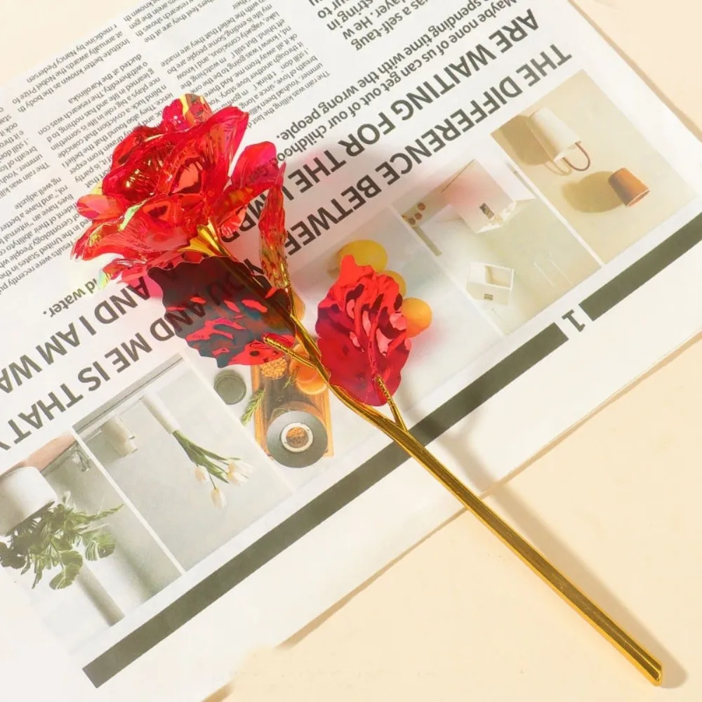 Colorful Gold Foil Rose Flower Handcrafted Fade Resistant Eternal Roses Gifts Photography Props Simulated Rose Bouquet