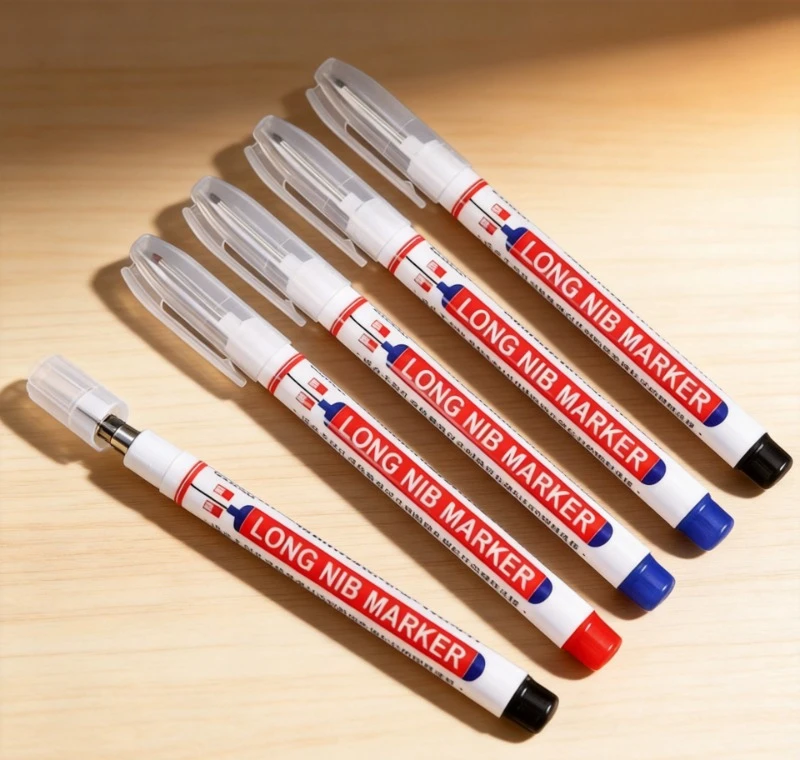 

3Pcs/set White 20mm Long Head Deep Hole Marker Carpenter Pencil Multi-use Marking Pen Woodworking Bathroom Decor Tool
