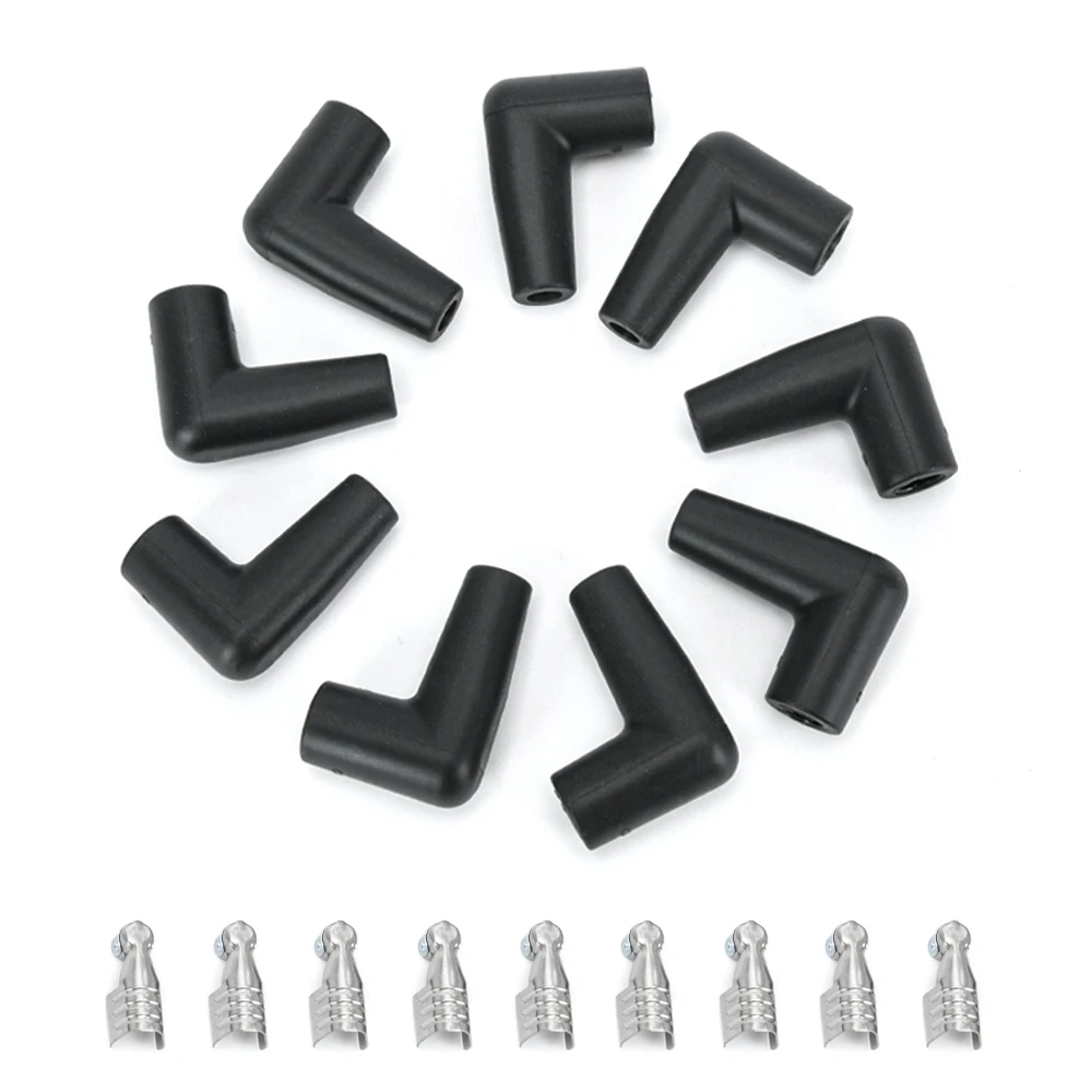 VR - 9 pcs / set HEI style distributor caps Spark Plug Wire Male Rubber Boots Terminals Ends Connector set VR-SSC03