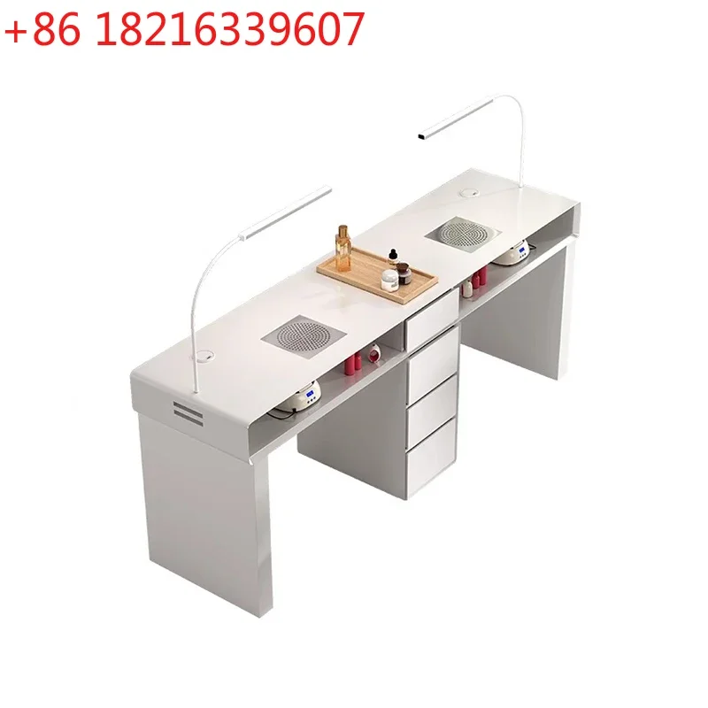 TAO Luxury Classic Nail Table With Light Modern Marble Top Nordic Nail Desk European Aesthetic Table Manucure Nail  Furnitu