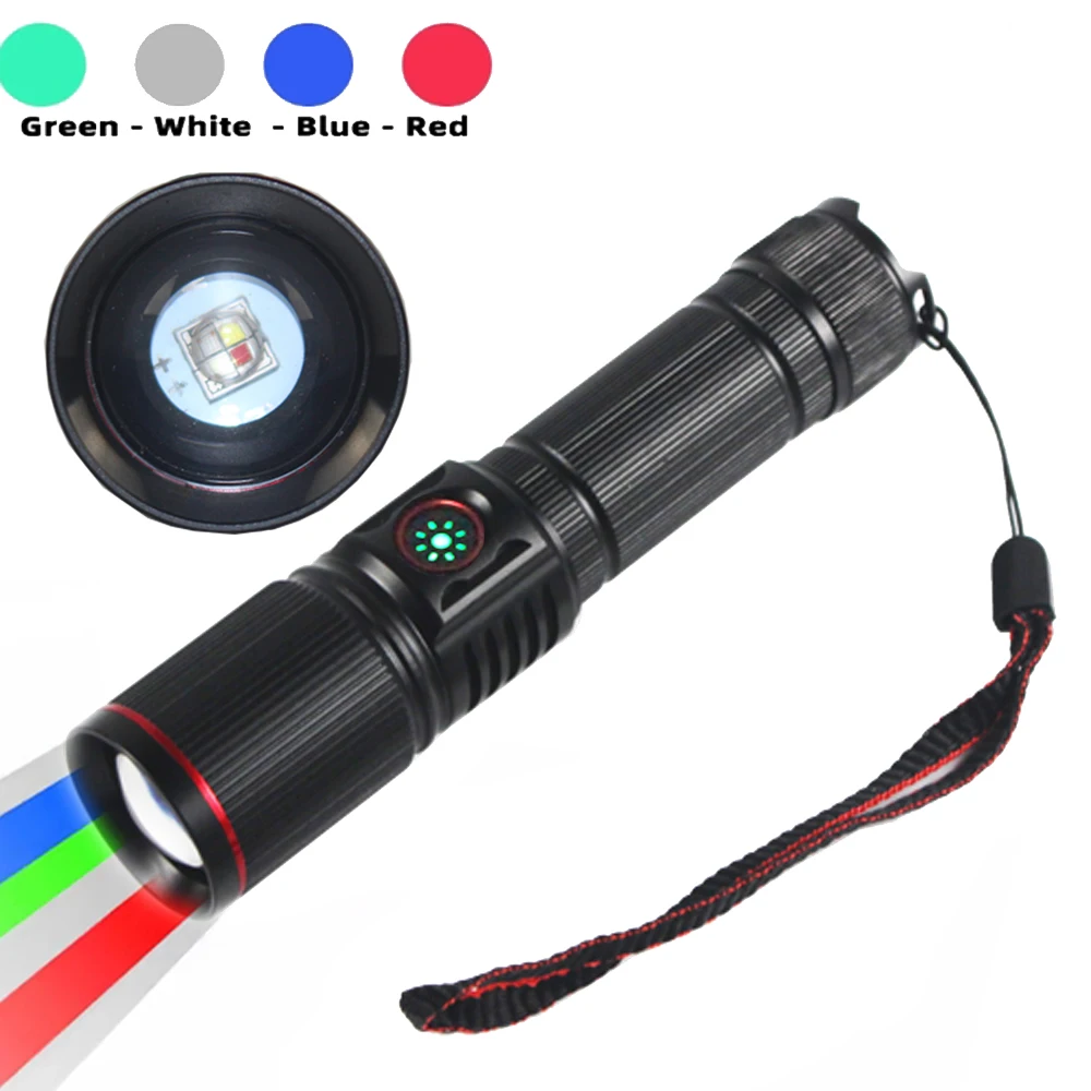 Outdoor Portable Lantern Waterproof Zoomable RGB 4in1 Light LED Flashlight Type-c USB charging Photography fill light