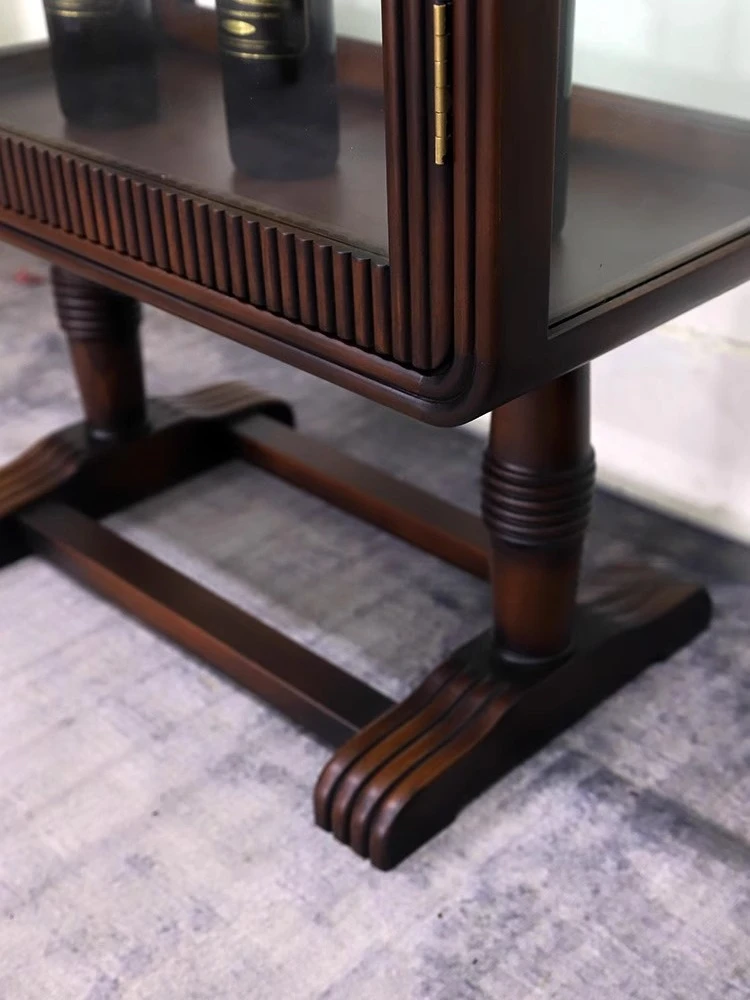 شنغهاي القديمة لسان الخشب الصلب وخزانة النبيذ الزجاجية نقر، والأزياء الكلاسيكية الرجعية العرض الحديث القديم، وخزانة جانبية بسيطة #4