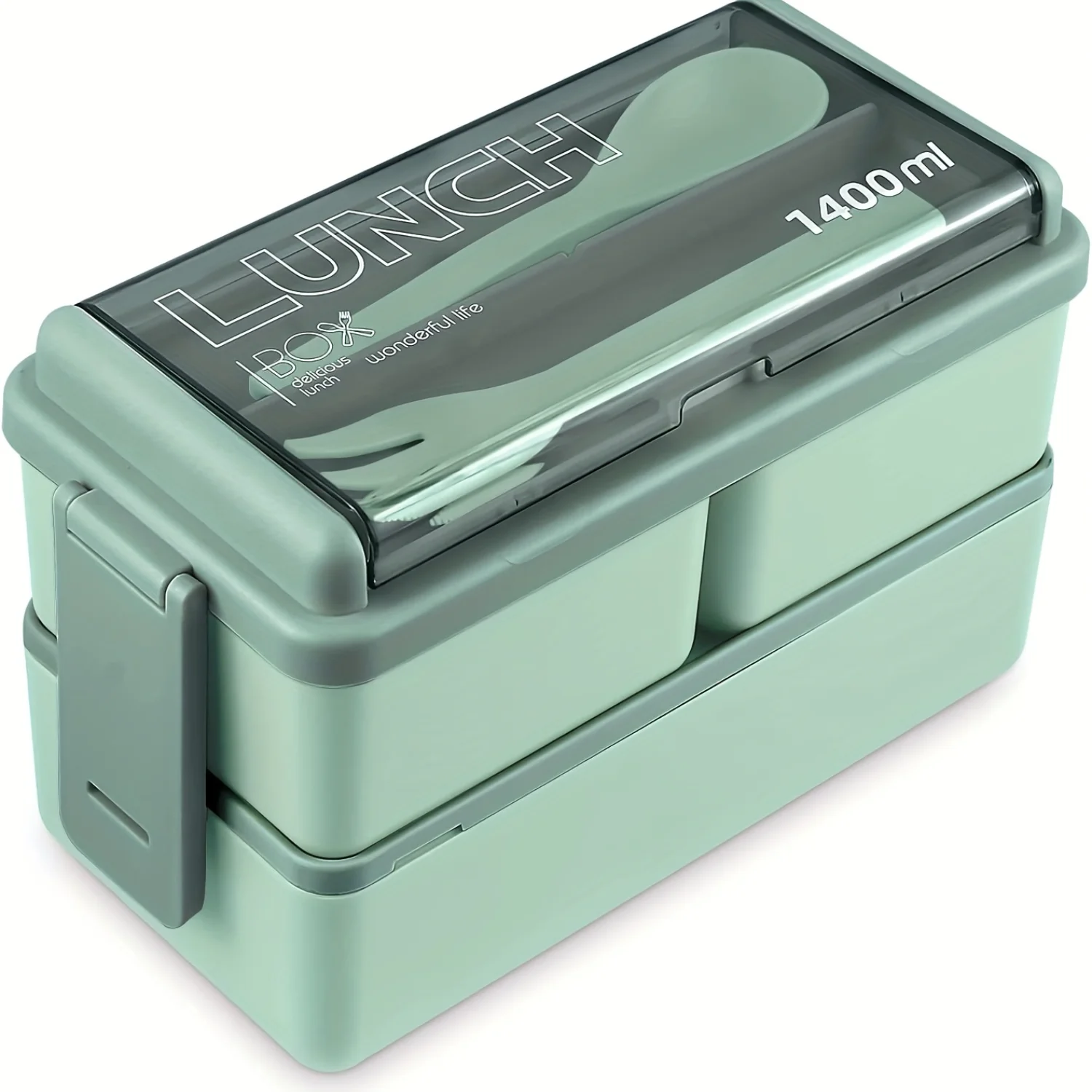 Stackable Square Bento Lunch Box - Leakproof, Microwave Safe with Customizable Compartments for Office, School, Travel