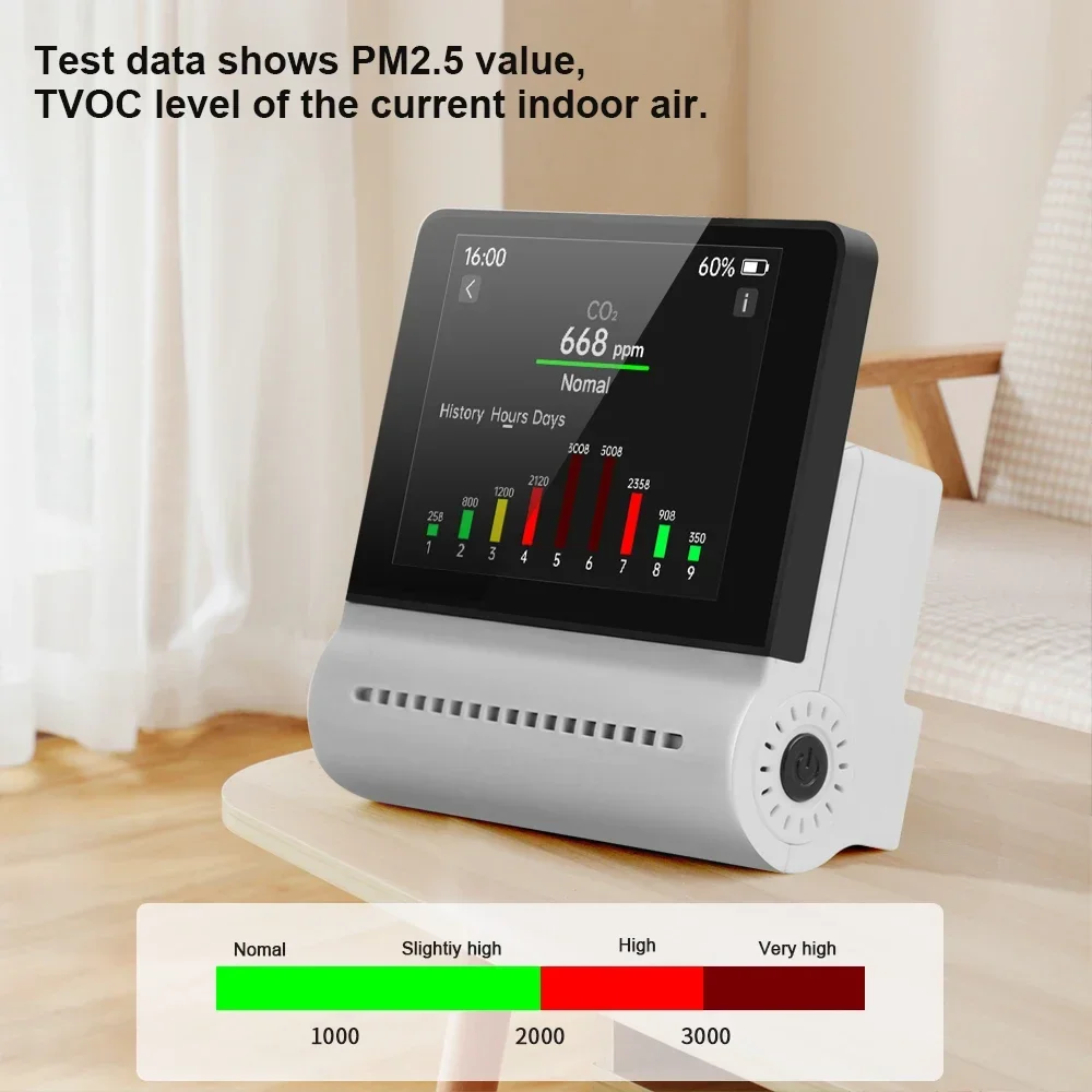 Noyafa Jms16 Air Quality Monitor Pm2.5 HCHO TVOC Co2 Temperature Humidity Multifunctional Capacitive Touch Screen Gas Detector