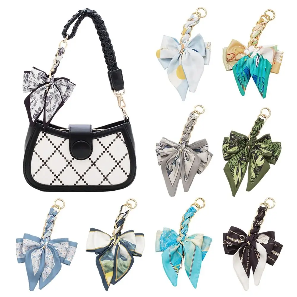 

Fashion Weave Bag Chain Charm Creative Silk Scarf Keychain Soft DIY Bag Accessories