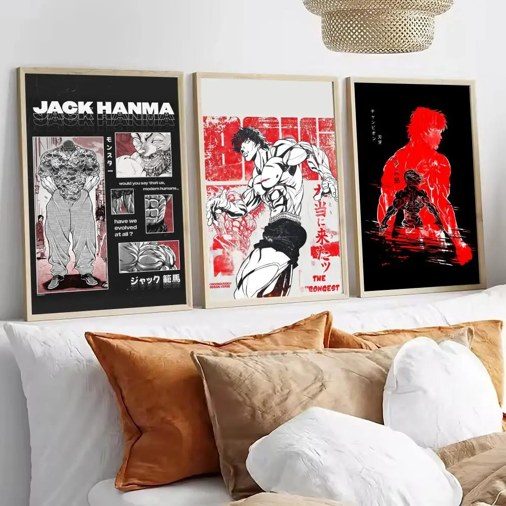Baki the Grappler Anime Painting Calligraphy Decorative paintings Fancy Wall Sticker For Living Room Bar Decoration Room Wall De