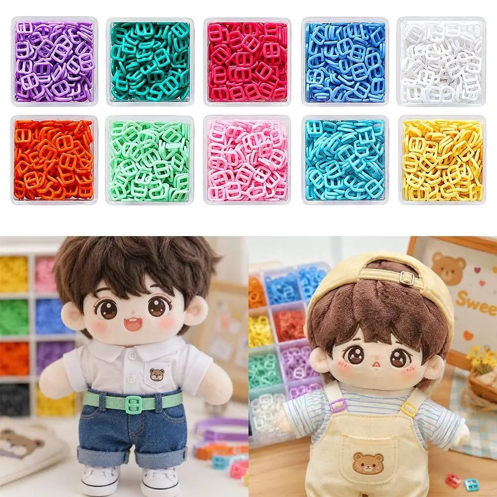 100pcs 3mm Inner Diameter Mini Belt Buckles Square Shape Ultra-small Size Doll Clothing Buttons Japanese Character Design