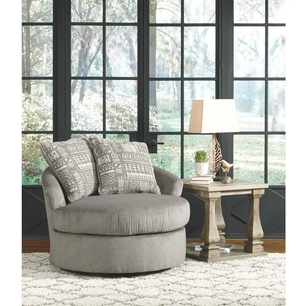 Contemporary Chenille 360-Degree Swivel Accent Chair