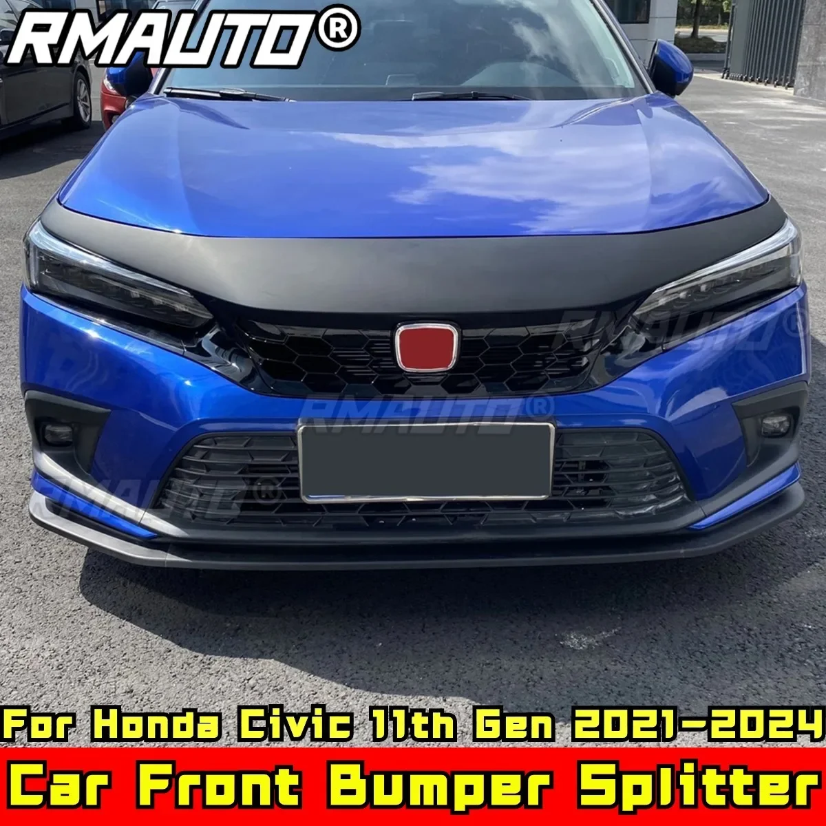 

Для Civic Body Kit, передний бампер, матовый черный, защита бампера в стиле RS для Honda Civic 11-го поколения 2021-2024, автомобильные аксессуары