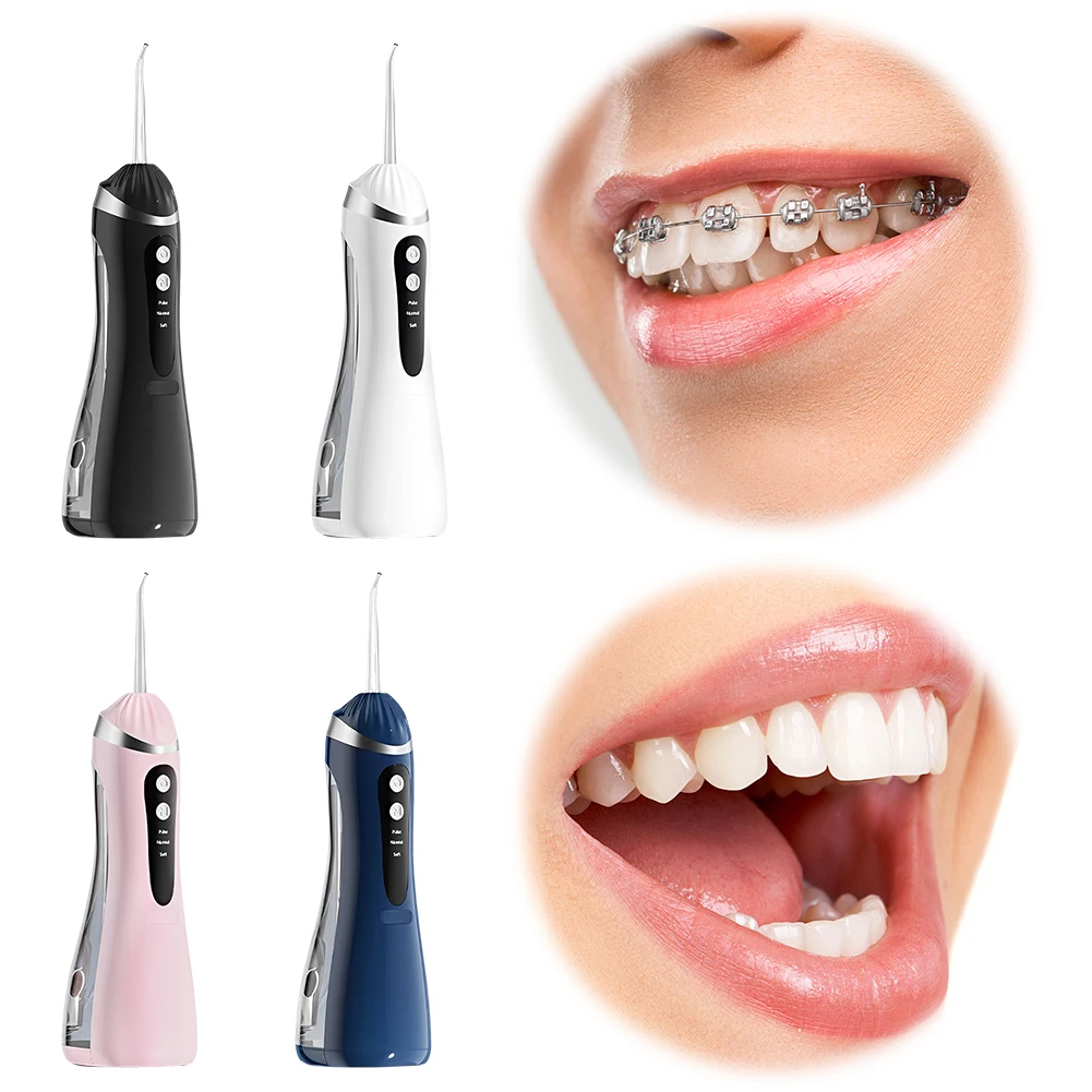 قطن الأسنان المائي القابل لإعادة الشحن، منظف الأسنان الكهربائي المقاوم للماء، مبيضة أسنان محمولة مع 4 نصائح نفاثة للتنفس المنعش #1