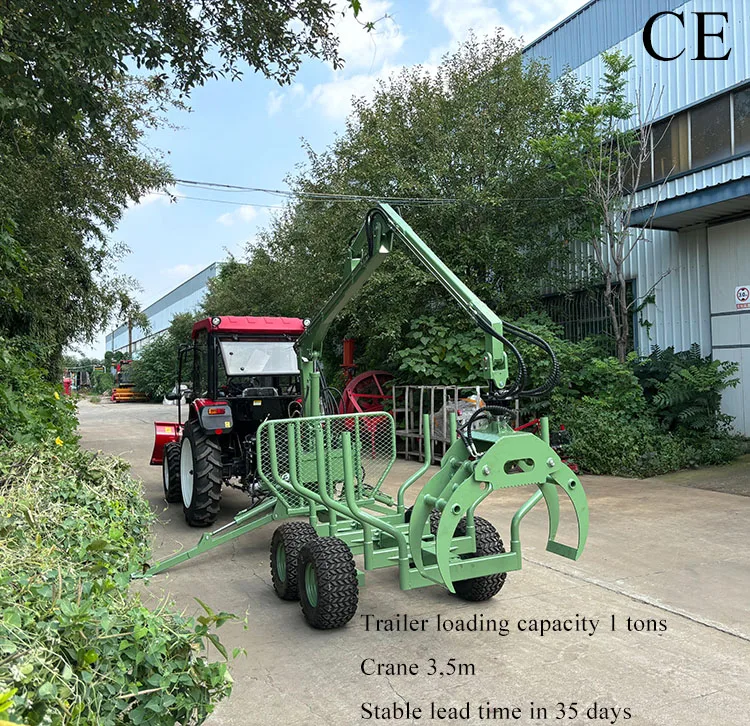 Customized Heavy Duty ATV Log Trailer Forestry Wood Hauling Trailer With Hydraulic Grapple Crane