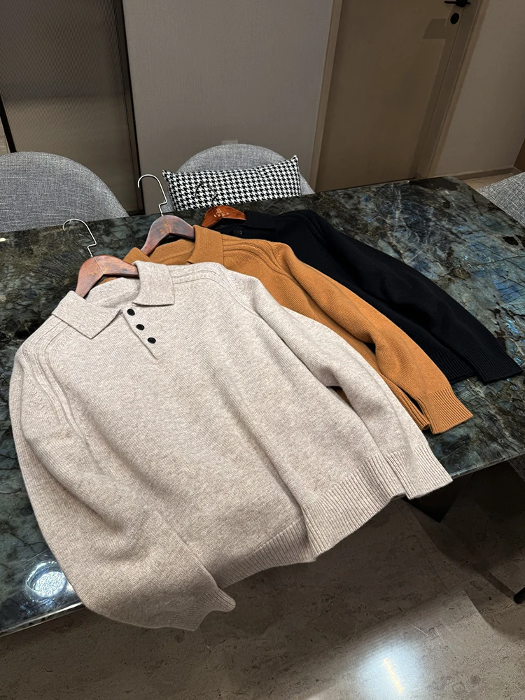  Thiened Men's Woolen Knitted Sweater Innerwear Level Skin-friendly Winter Casual Faion Travel Commute Streetwear