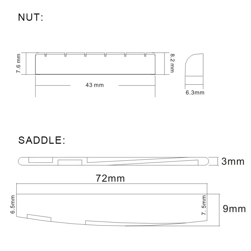 Écrou acoustique JEBridge pour Folk, dégager en plastique, noir ivoire, pièces et accessoires, 6 cordes, 1,2 pièces