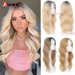 AOSI 22 inches Synthetic Topper Wigs Wavy Hairpin Clip On Top Of Woman's Head Hair Extension Piece Naturally Curly Brown black