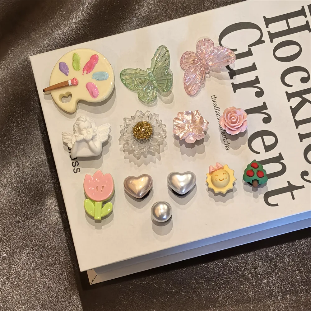 Clog Shoe Charms Spring Colorful Tulip Butterfly Flower Garden Premium Detachable Decoration Accessory PVC Lightweight Portable