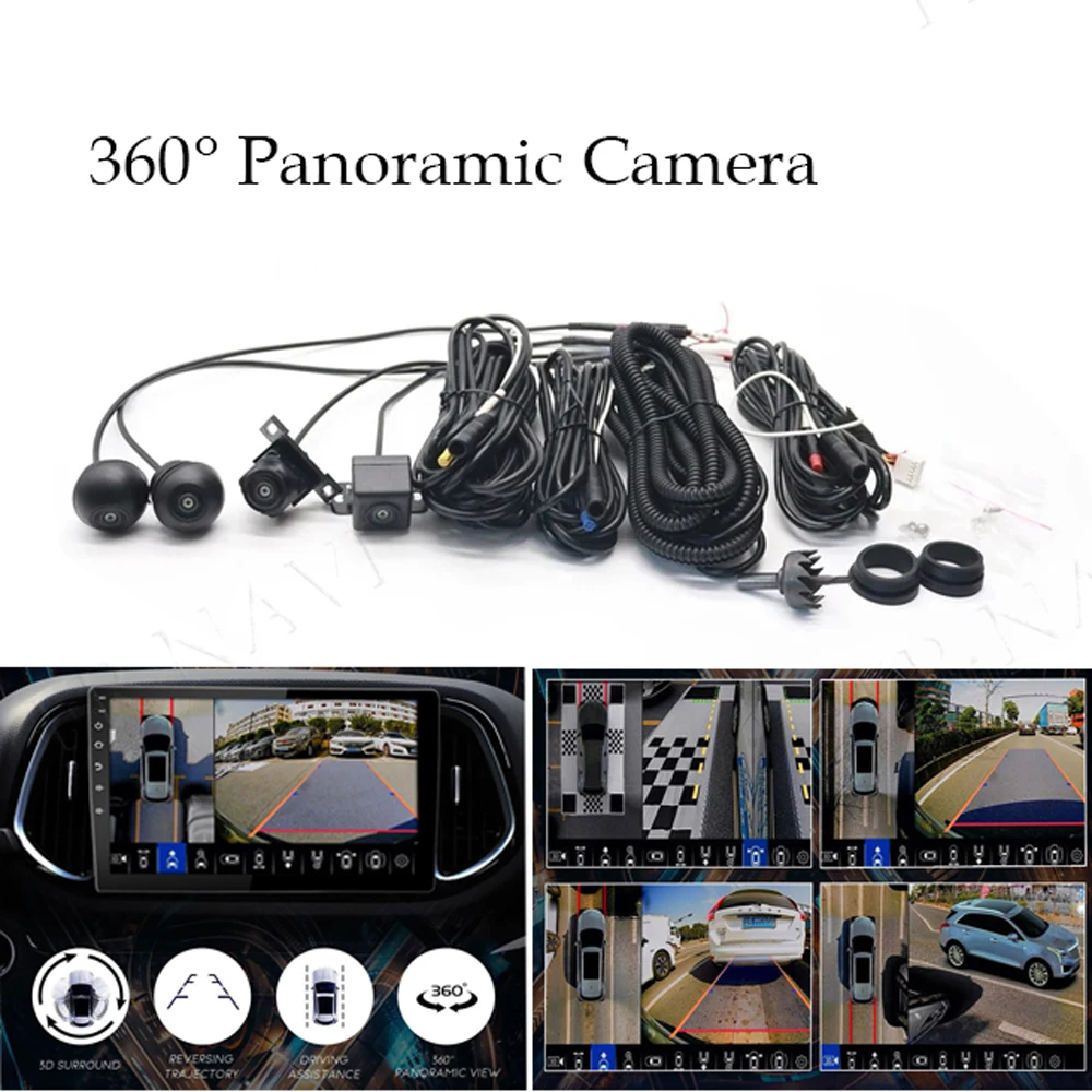 

360 Panoramic Car Camera Surround View AHD Right+Left+Front+ Rear View Camera System for Android Auto Radio Night Vision