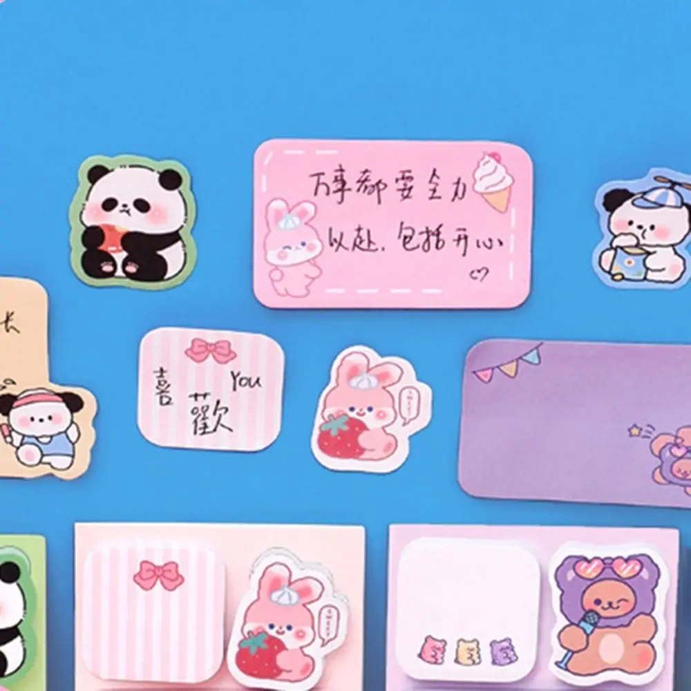 2 Pcs Paper School Supplies Cute Cartoon Notepad Girl Heart Colorful Sticky Notes Tearable Portable Memo Pad Message