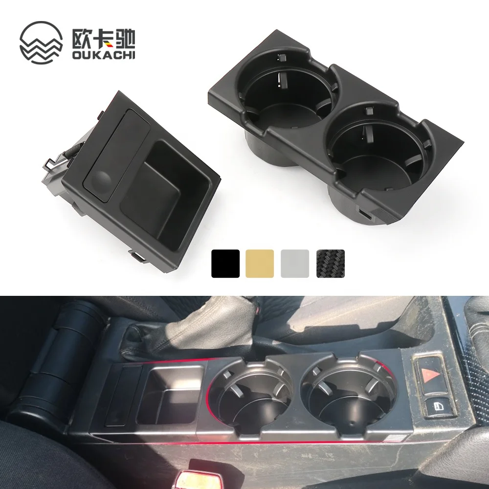 Black For BM E46 3 Series 1999-2006 Double Hole Car Vehicle Front Center Console Storage Box Coin Cup Drink Holder 51168217957